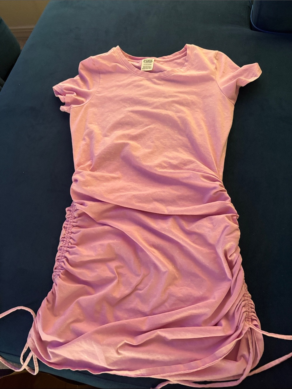 Pink Ruched Side T-Shirt Dress